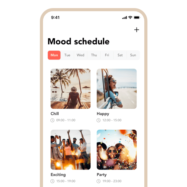 soundsuit app mood music control schedule scheduling planning plan